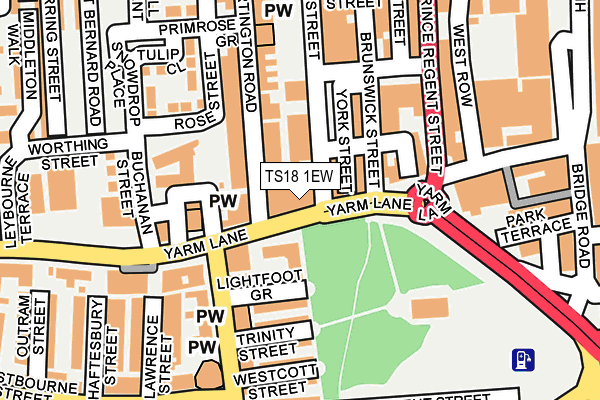 TS18 1EW map - OS OpenMap – Local (Ordnance Survey)