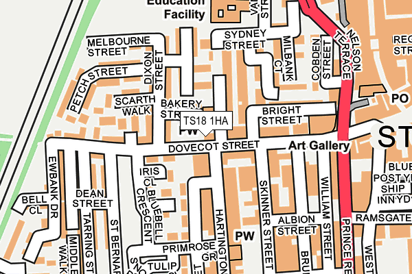 TS18 1HA map - OS OpenMap – Local (Ordnance Survey)