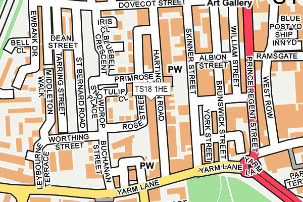 TS18 1HE map - OS OpenMap – Local (Ordnance Survey)