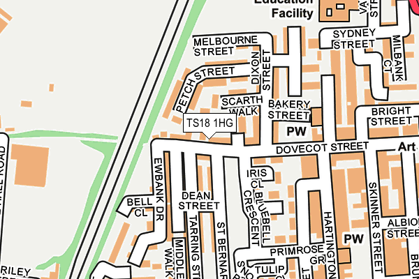 TS18 1HG map - OS OpenMap – Local (Ordnance Survey)