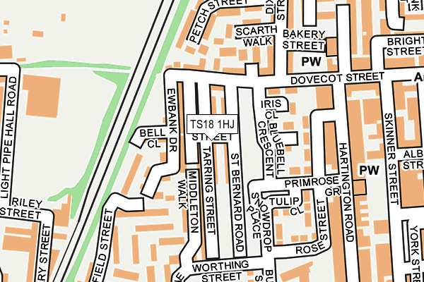 TS18 1HJ map - OS OpenMap – Local (Ordnance Survey)