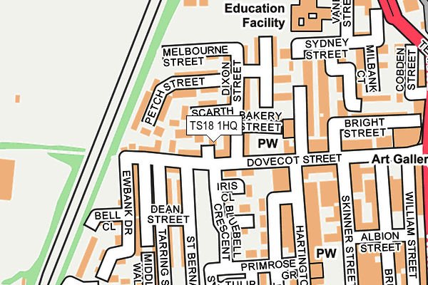 TS18 1HQ map - OS OpenMap – Local (Ordnance Survey)