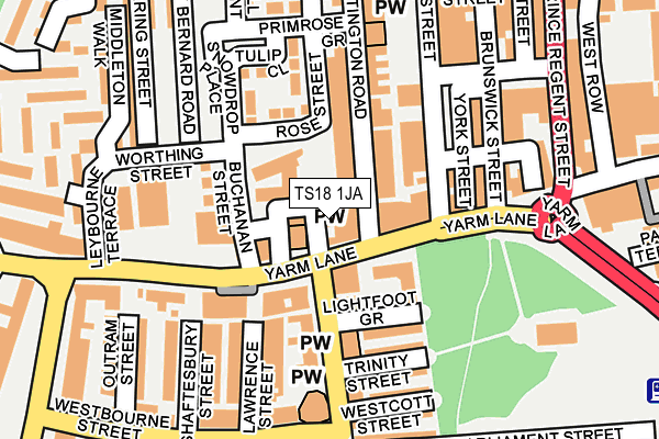 TS18 1JA map - OS OpenMap – Local (Ordnance Survey)