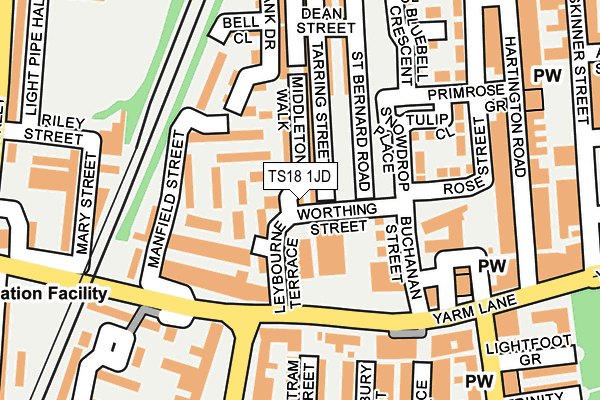 TS18 1JD map - OS OpenMap – Local (Ordnance Survey)