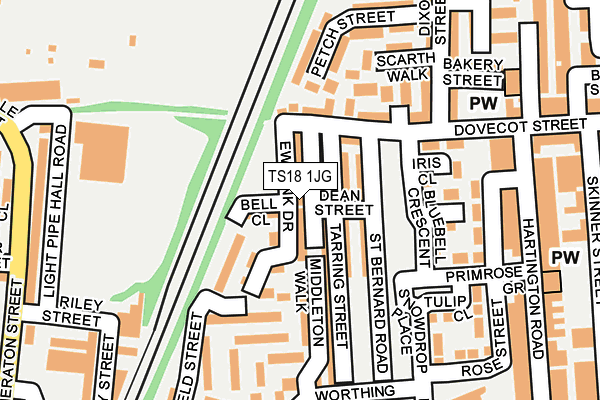 TS18 1JG map - OS OpenMap – Local (Ordnance Survey)