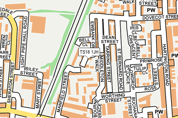 TS18 1JH map - OS OpenMap – Local (Ordnance Survey)