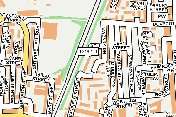 TS18 1JJ map - OS OpenMap – Local (Ordnance Survey)