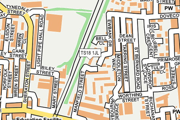 TS18 1JL map - OS OpenMap – Local (Ordnance Survey)