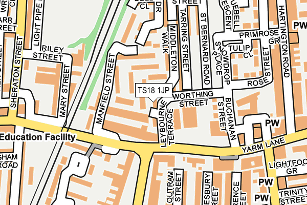 TS18 1JP map - OS OpenMap – Local (Ordnance Survey)