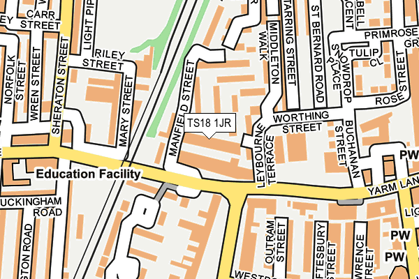 TS18 1JR map - OS OpenMap – Local (Ordnance Survey)