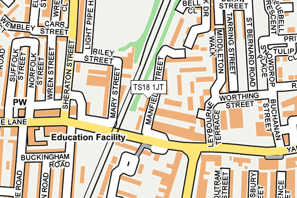 TS18 1JT map - OS OpenMap – Local (Ordnance Survey)