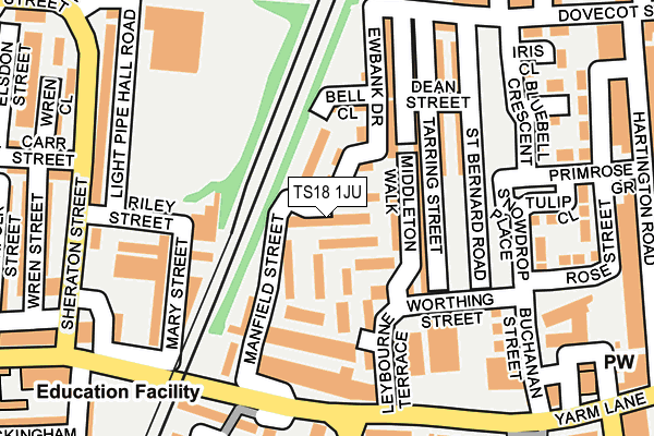 TS18 1JU map - OS OpenMap – Local (Ordnance Survey)