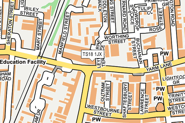 TS18 1JX map - OS OpenMap – Local (Ordnance Survey)