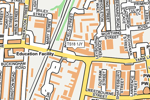 TS18 1JY map - OS OpenMap – Local (Ordnance Survey)