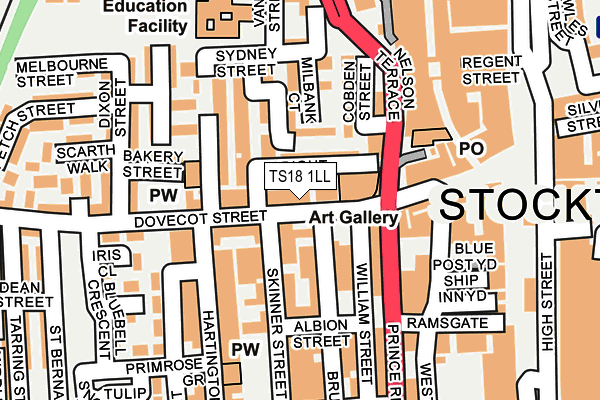 TS18 1LL map - OS OpenMap – Local (Ordnance Survey)