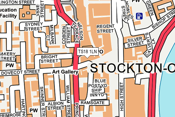 TS18 1LN map - OS OpenMap – Local (Ordnance Survey)