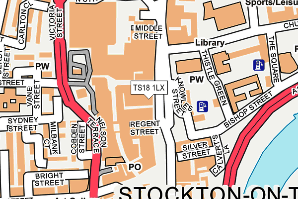 TS18 1LX map - OS OpenMap – Local (Ordnance Survey)