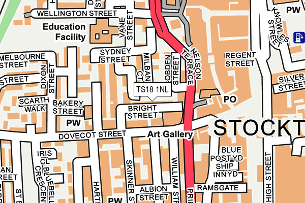 TS18 1NL map - OS OpenMap – Local (Ordnance Survey)