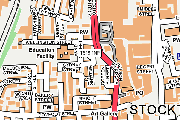 TS18 1NP map - OS OpenMap – Local (Ordnance Survey)