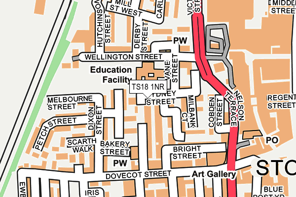 TS18 1NR map - OS OpenMap – Local (Ordnance Survey)