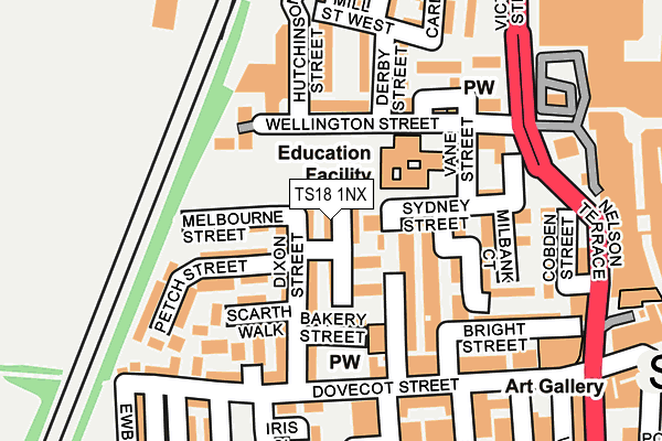 TS18 1NX map - OS OpenMap – Local (Ordnance Survey)