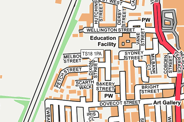 TS18 1PA map - OS OpenMap – Local (Ordnance Survey)