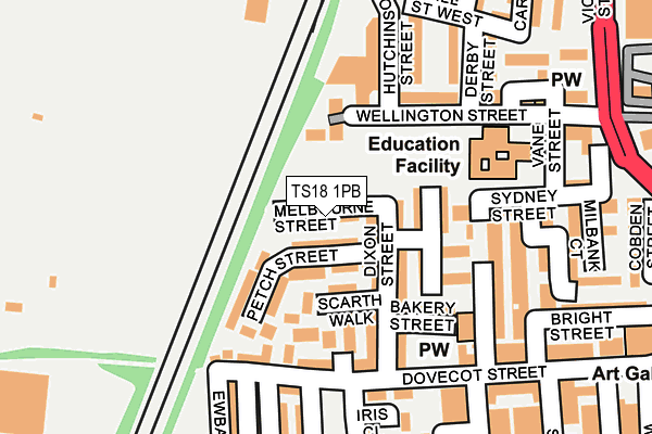 TS18 1PB map - OS OpenMap – Local (Ordnance Survey)