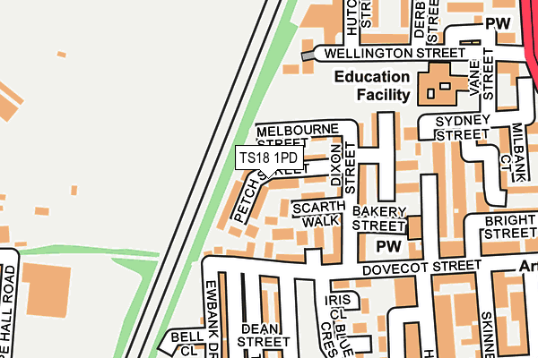 TS18 1PD map - OS OpenMap – Local (Ordnance Survey)