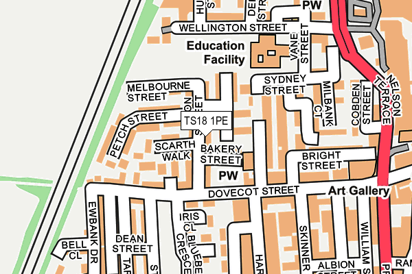 TS18 1PE map - OS OpenMap – Local (Ordnance Survey)