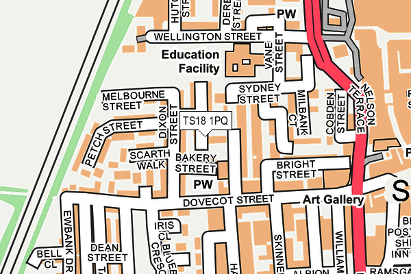 TS18 1PQ map - OS OpenMap – Local (Ordnance Survey)