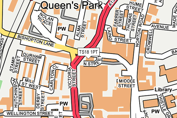 TS18 1PT map - OS OpenMap – Local (Ordnance Survey)