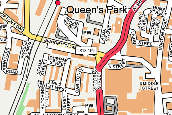 TS18 1PU map - OS OpenMap – Local (Ordnance Survey)
