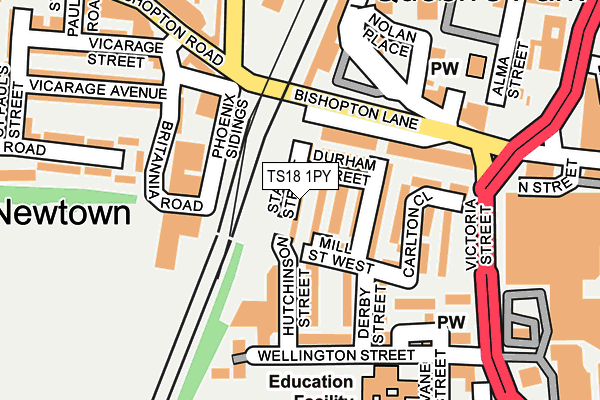 TS18 1PY map - OS OpenMap – Local (Ordnance Survey)