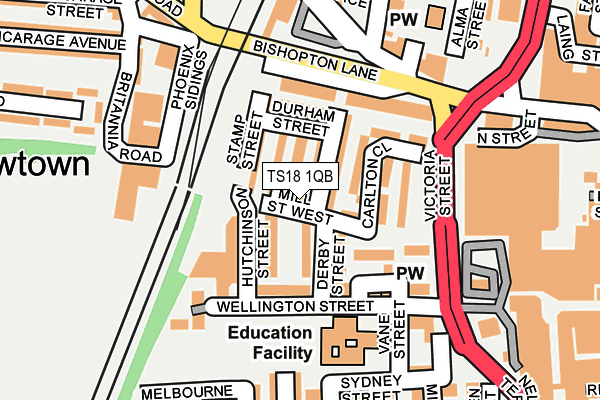 TS18 1QB map - OS OpenMap – Local (Ordnance Survey)