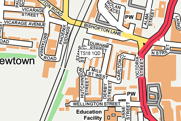 TS18 1QD map - OS OpenMap – Local (Ordnance Survey)