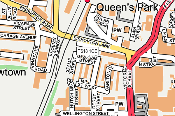 TS18 1QE map - OS OpenMap – Local (Ordnance Survey)