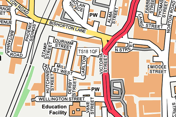 TS18 1QF map - OS OpenMap – Local (Ordnance Survey)