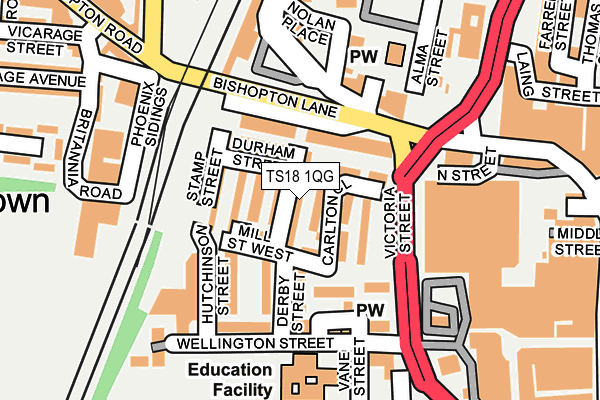 TS18 1QG map - OS OpenMap – Local (Ordnance Survey)