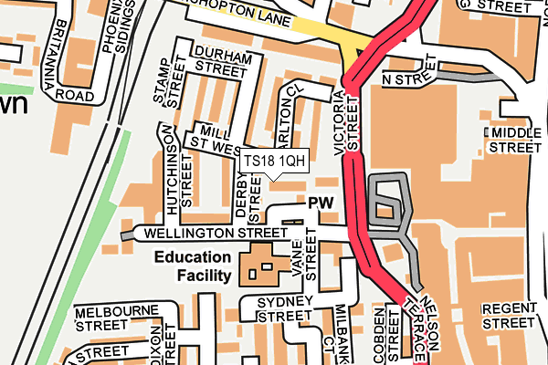 TS18 1QH map - OS OpenMap – Local (Ordnance Survey)