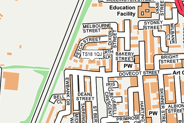 TS18 1QJ map - OS OpenMap – Local (Ordnance Survey)