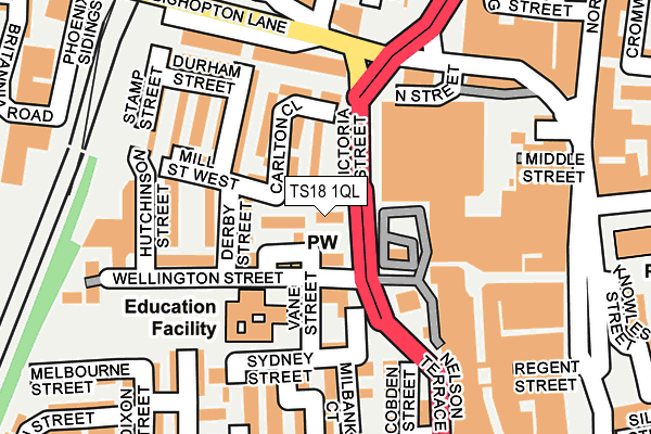 TS18 1QL map - OS OpenMap – Local (Ordnance Survey)