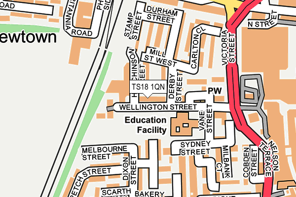 TS18 1QN map - OS OpenMap – Local (Ordnance Survey)