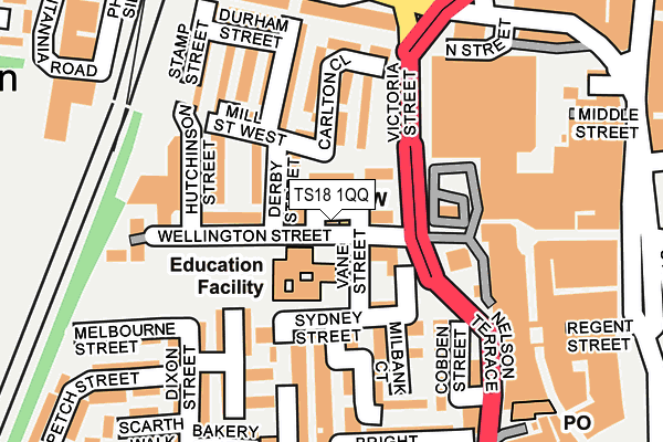 TS18 1QQ map - OS OpenMap – Local (Ordnance Survey)