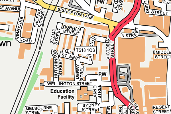 TS18 1QS map - OS OpenMap – Local (Ordnance Survey)