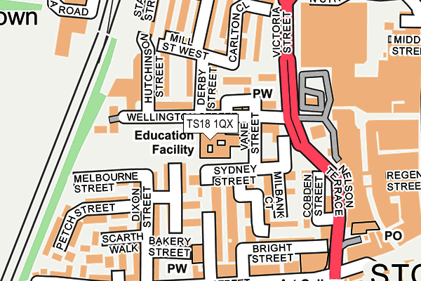 TS18 1QX map - OS OpenMap – Local (Ordnance Survey)