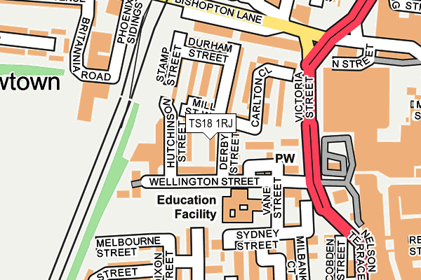 TS18 1RJ map - OS OpenMap – Local (Ordnance Survey)