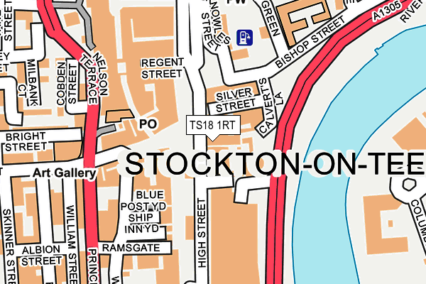 TS18 1RT map - OS OpenMap – Local (Ordnance Survey)