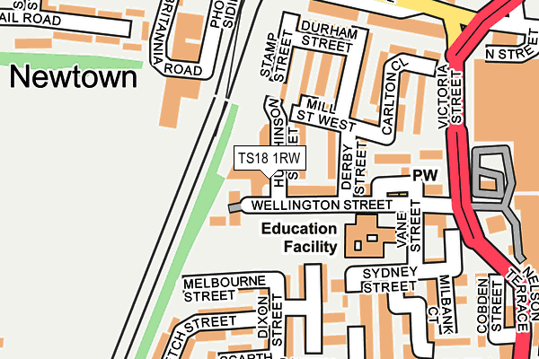 TS18 1RW map - OS OpenMap – Local (Ordnance Survey)