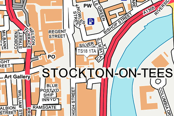 TS18 1TA map - OS OpenMap – Local (Ordnance Survey)