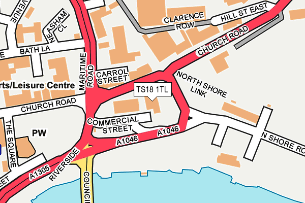 TS18 1TL map - OS OpenMap – Local (Ordnance Survey)